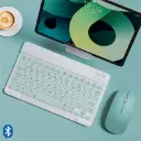 Kit Teclado + Mouse Bluetooth Recargable Inalambrico Color Verde Pastel
