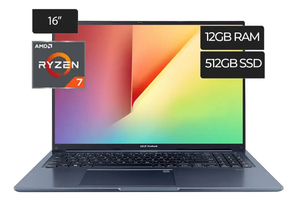 ASUS VIVOBOOK RYZEN 7-5800HS 12GB (EXP 16), 512 GB SSD, 16" FHD, WIN 11H, QUIET BLUE