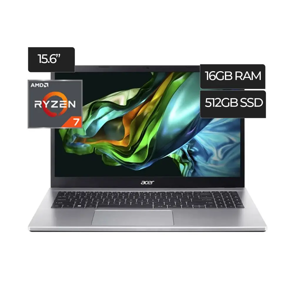 ACER ASPIRE 3 RYZEN 7-5700U 16GB RAM DDR4, 512GB SSD, 15.6" FHD, BOOT-UP LINUX, WIN11, SILVER (A31544PR76S)