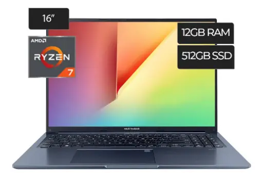 ASUS VIVOBOOK RYZEN 7-5800HS 12GB (EXP 16), 512 GB SSD, 16" FHD, WIN 11H, QUIET BLUE